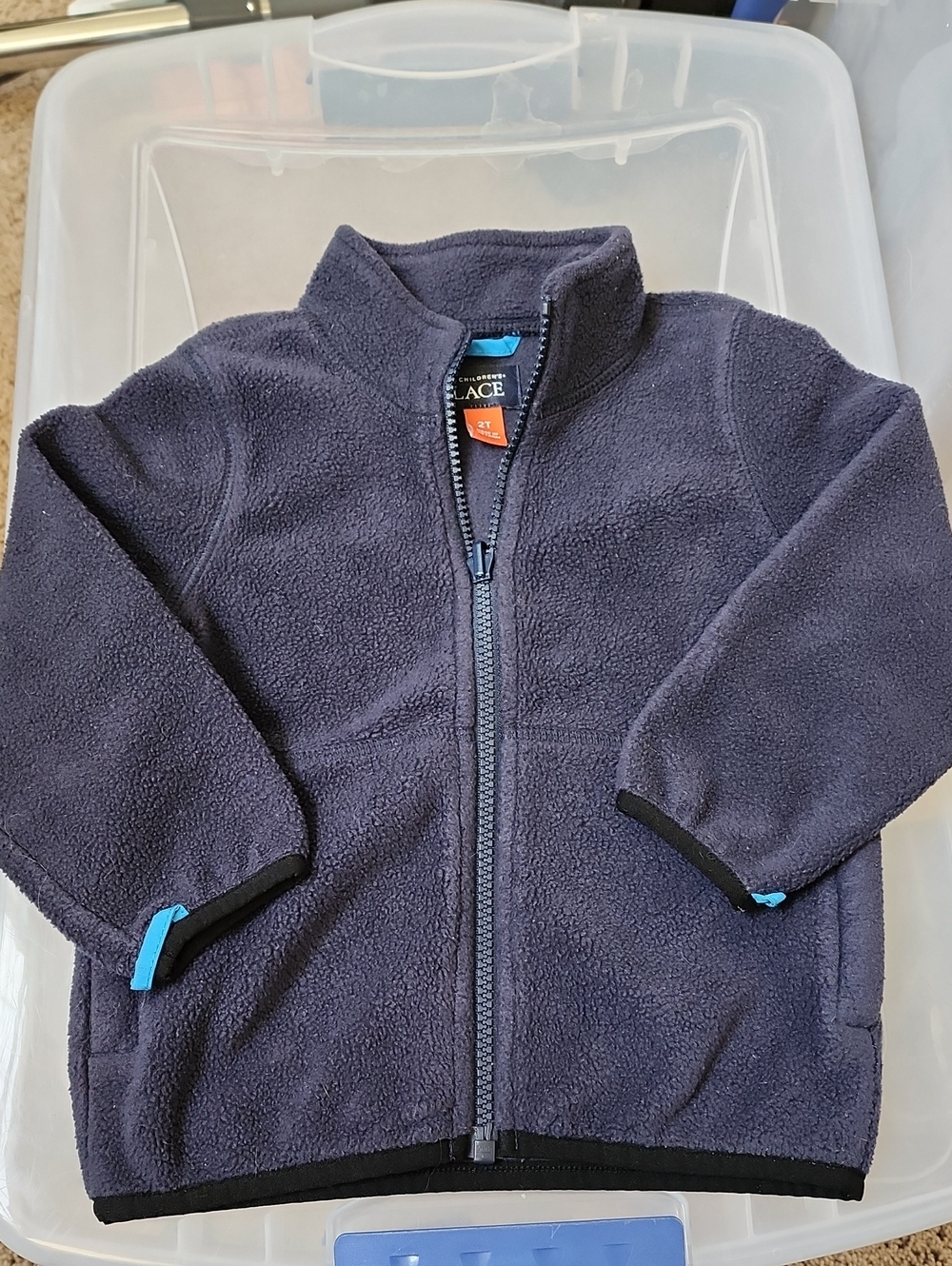 2T The Children's Place Navy Fleece Jacket with Blue Trim
